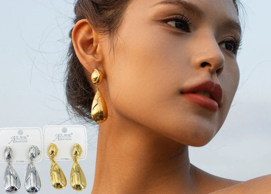 Golden Water Drop Earring