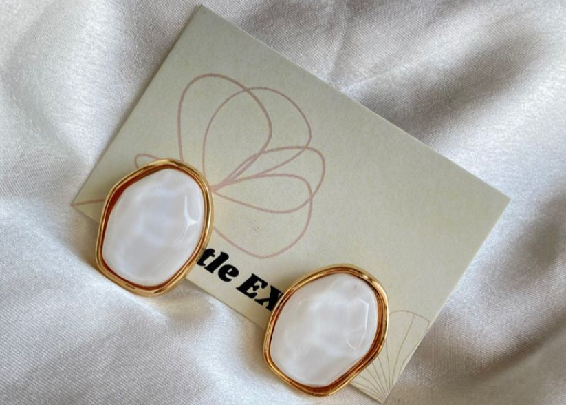 White Gem Stone Earrings