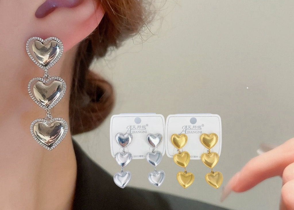 Heart Shaped Drop Earrings