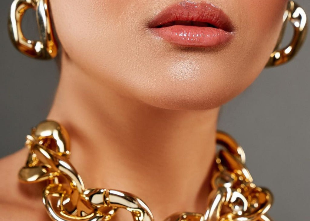 Metal Alloy Gold Sarina Link Necklace Set